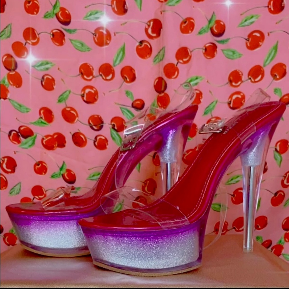 Pink and Silver Platform Heels